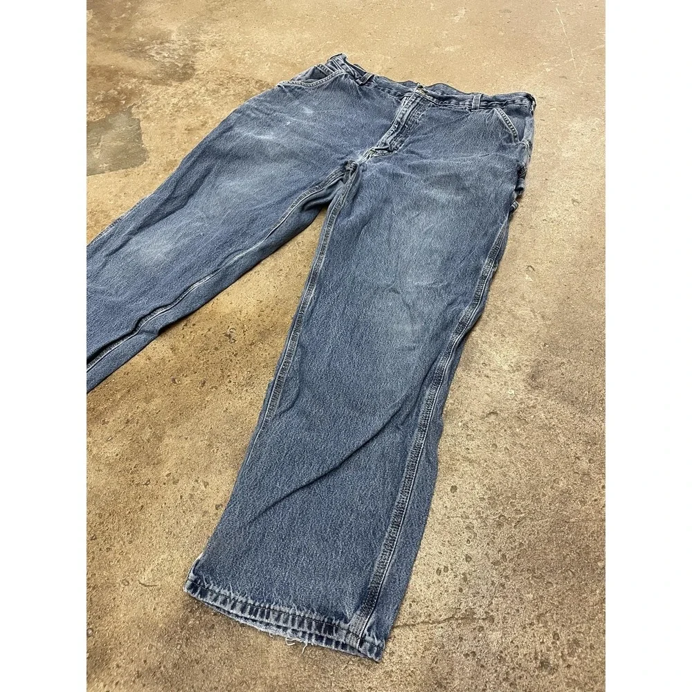 Carhartt B17DPS Jeans Mens 38x30 Stone‎ Wash Blue Relaxed Fit Straight Leg